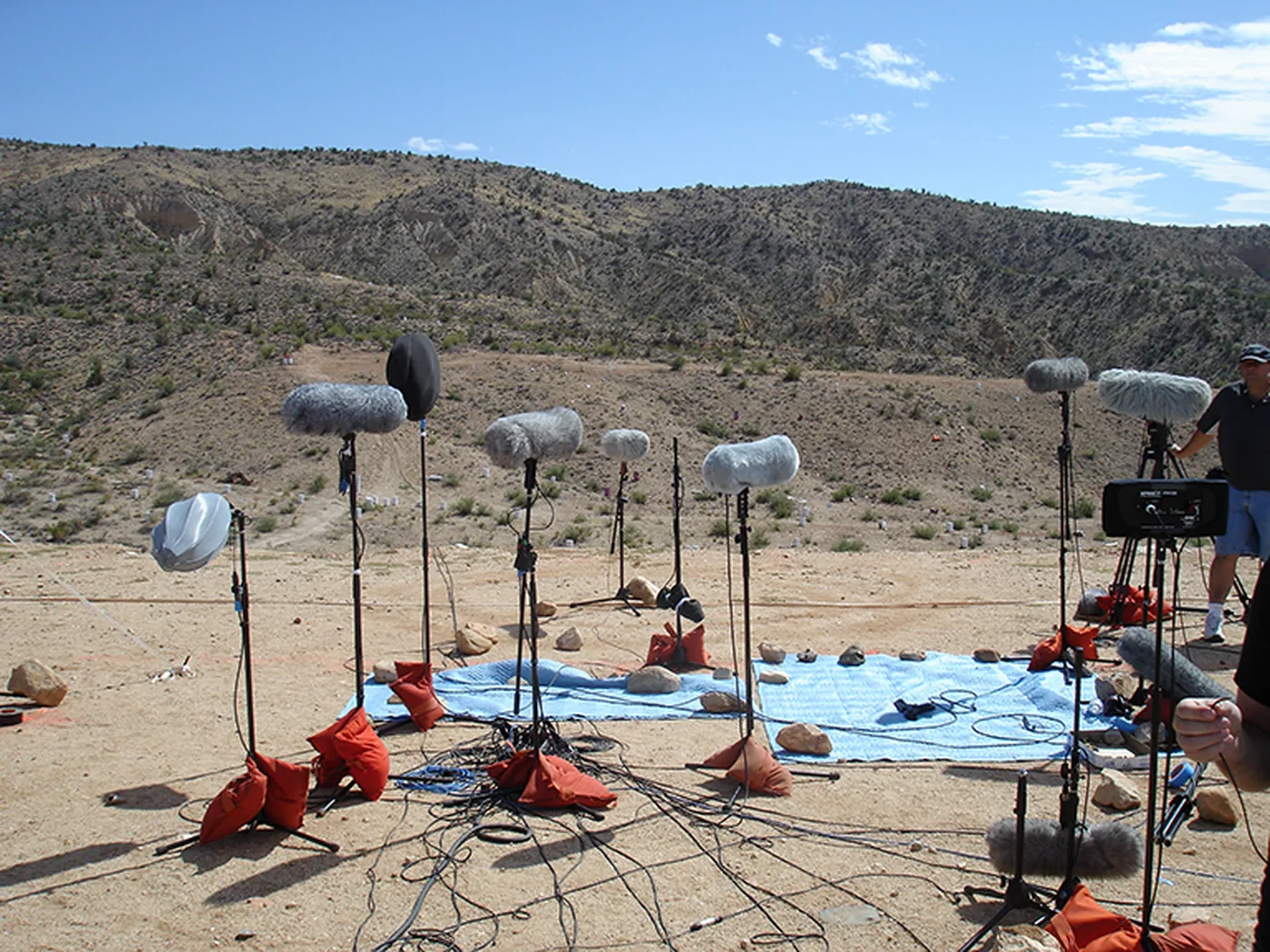 Wide microphone array setup for Sony SOCOM weapon field recording Ross Hendler sound designer