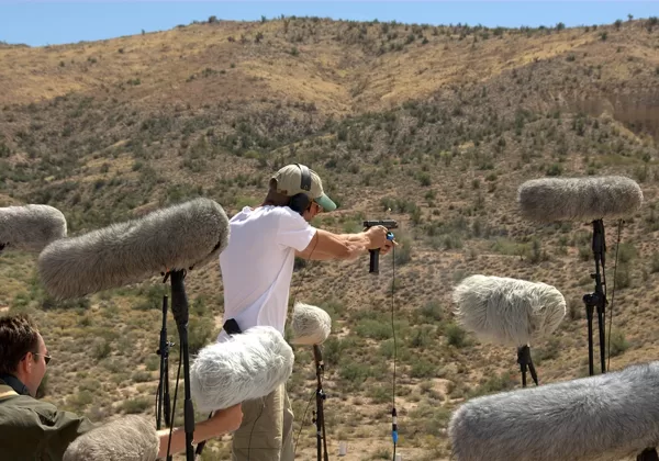 Field recording live weapon fire for Sony Computer Entertainment SOCOM using multi microphone array Ross Hendler sound designer