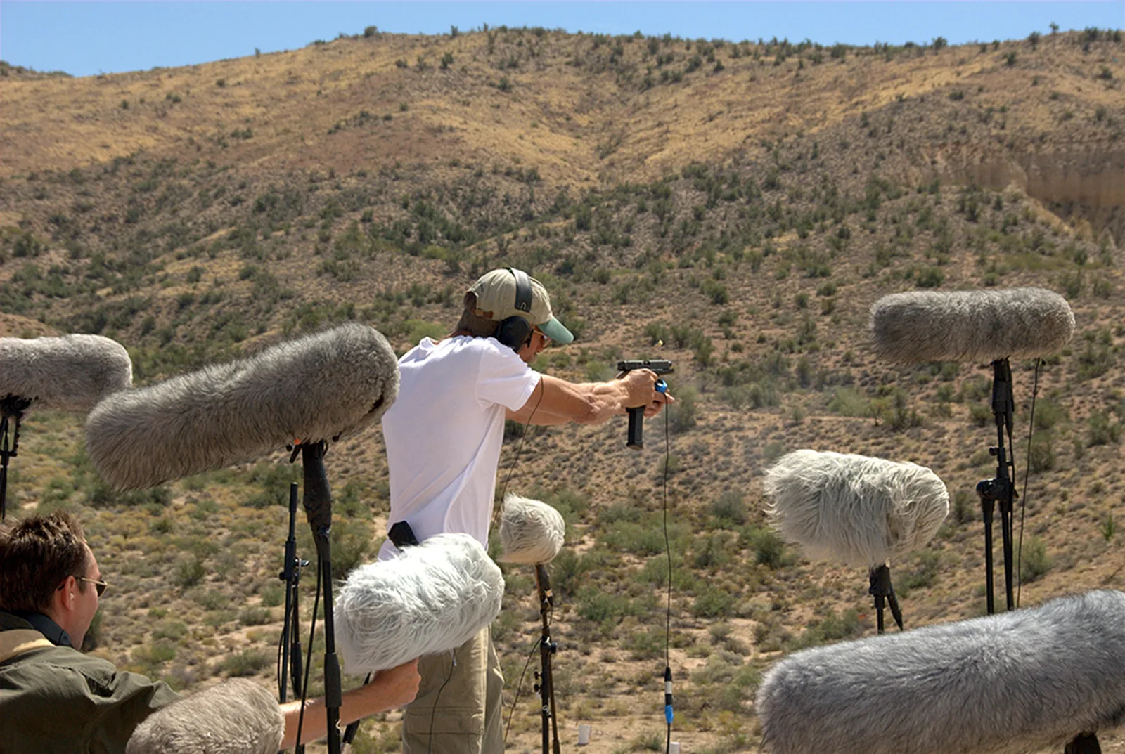 Field recording live weapon fire for Sony Computer Entertainment SOCOM using multi microphone array Ross Hendler sound designer